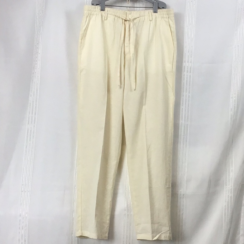 🌴Hat and Beyond Semi Sheer Linen Zip Front Pockets Pants Sz.XL